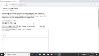 Logic-1 Cigar Party Java Tutorial Codingbat com