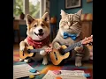 Download Lagu Dog with cat a playing guitar | kucing dan anjing main gitar #shorts #shortsviral #fyp