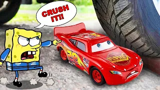 CRUSH IT!! Experiment Car vs McQueen Toy Car | Crushing Crunchy & Soft Things | WOA Doodland