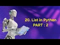 20 List in Python PART 2 2 AI ROBOTICS