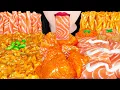 Download Lagu ASMR KOREAN BULDAK SALMON, FIRE NOODLES 코스트코 연어 깍두기 만들기! 까르보불닭, 대왕 유부초밥 먹방 EATING COOKING MUKBANG