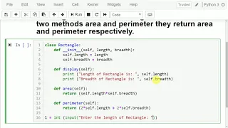 Python program that has a class named Rectangle with attributes length and breadth two methods area