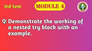 VTU 3rd Sem OOP with Java Nested Try Block Explained with Program BCS306A Module 4