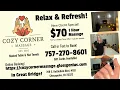 Cozy Corner Massage Relax Refresh Call Text to Book 757-270-8601 In Great Bridge Chesapeake VA