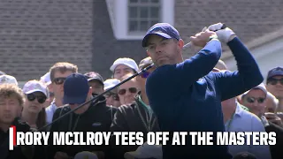Rory McIlroy tees off at the 2026 Masters Tournament The Masters