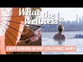Getting buried in hot volcanic sand at SoJo Spa Club What the Wellness