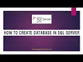 SQL Server Tutorials In - How to Create Database In SQL Server