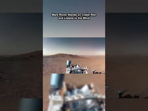 Mars Rover stands on Crater Rim and Listens to Martian Wind