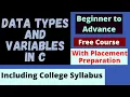 Data Types in C Variables in C C language tutorial in Hindi for absolute beginners