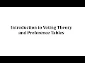 Introduction to Voting Theory and Preference Tables