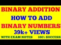 BINARY ADDITION HOW TO ADD BINARY NUMBERS DIGITAL ELECTRONICS WITH IMPORTANT EXAMPLES