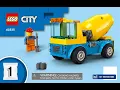 LEGO 60325 Cement Mixer Truck - Building Instructions City 2022