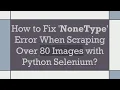 How to Fix NoneType Error When Scraping Over 80 Images with Python Selenium