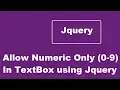 Allow Numeric Only 0-9 In HTML Text Input Using JQuery