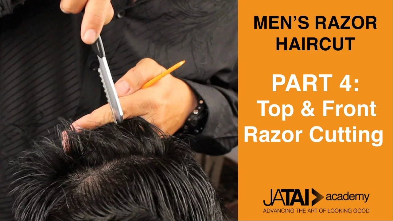 Men's Razor Haircut - Top & Front Hair Razor Cutting Part 4