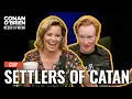 Elizabeth Banks Got Banned From Catan For Being Too Intense Conan O Brien Needs A Friend