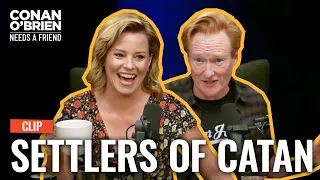 Elizabeth Banks Got Banned From Catan For Being Too Intense Conan O Brien Needs A Friend