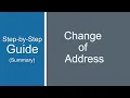 Change of Address Tutorial Summary