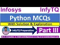 Python MCQs InfyTQ 2023 Python MCQs Preparation Python MCQs Solution Explanation Part-3