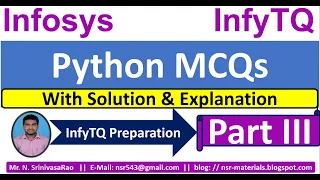 Python MCQs InfyTQ 2023 Python MCQs Preparation Python MCQs Solution Explanation Part-3