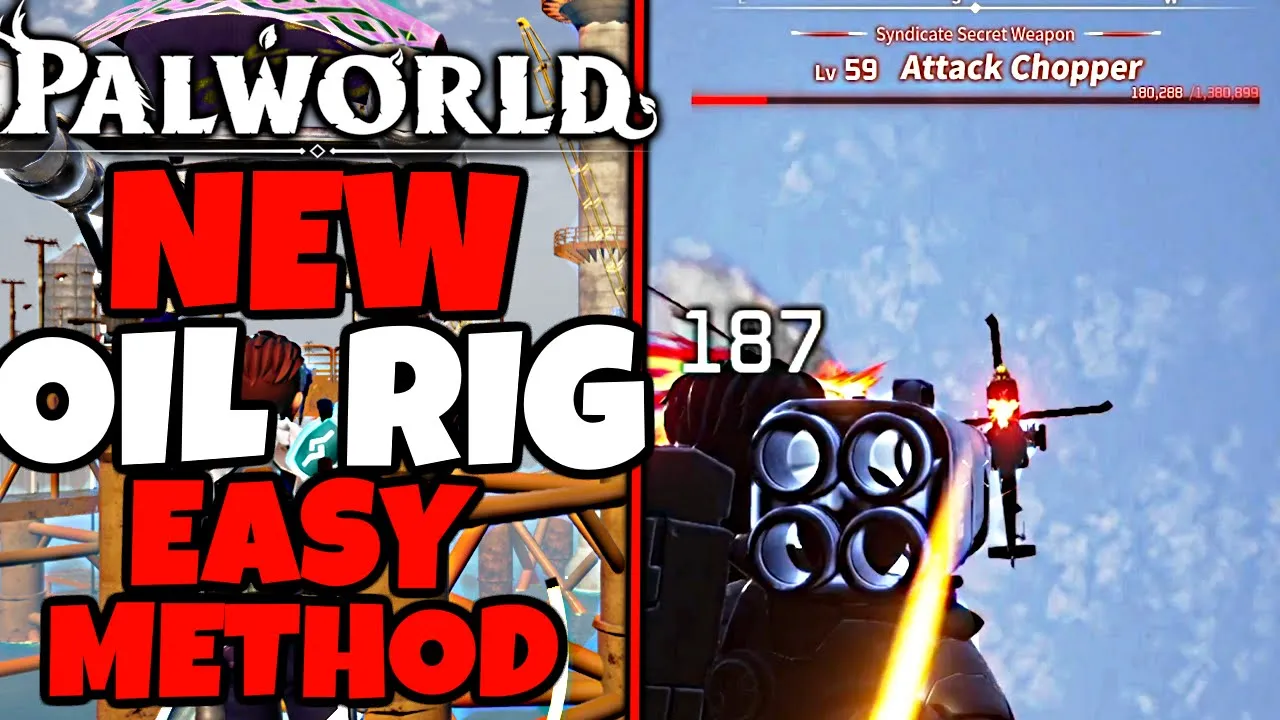 Palworld New Oil Rig Guide - Feybreak Level 60 Oil Rig - Attack Chopper Done EASY!