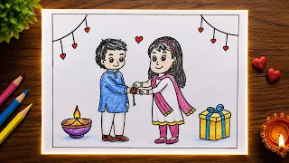 Raksha Bandhan Drawing ❤️ | Easy Brother Sister Drawing | Step by Step