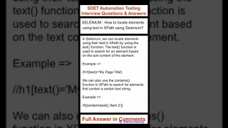 SELENIUM JAVA How can we locate elements using their text in XPath SDET Automation Testing