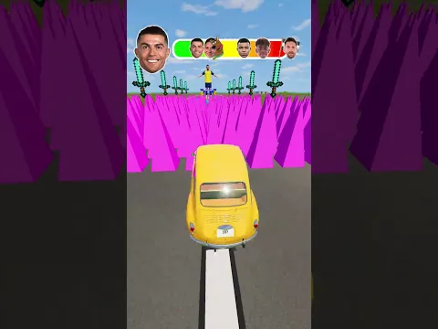⚽Ronaldo Vs Mbappe Vs Yamal Vs Messi Vs Scooby⚡Obstacles Challenge! #beamngdrive #shorts #simulator