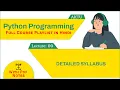 Python Programming Course Overview in Hindi Python Programming course Playlist AKTU PP