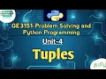 Tuples in Problem Solving and Python Programming tamil GE3151 Python PSPP