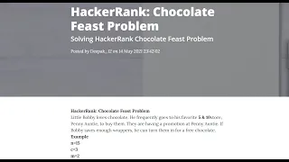 HackerRank Chocolate Feast Problem Solved in very easy way