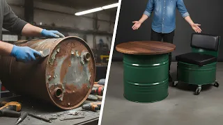 Muebles con barriles hechos a mano y súper chic 🛢️