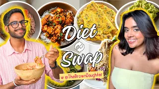 DIET SWAP CHALLENGE WITH @thebrowndaughter  | Who Survived Better? 😂