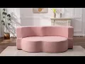 Modern Floor Sofa Convertible Teddy Fabric Foam-Filled Sleeper Sofa Bed for Living Room