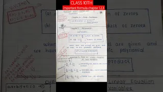 class 10 th formula sheet chapter 1 2 3 important formula