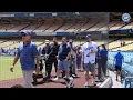 Download Lagu Jaime Jarrín \u0026 son Jorge participate in Pups at the Park day at Dodger Stadium