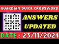 Guardian Quick Crossword Answers Today November 23 Solved Quick crossword No 17021