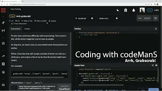 Codewars 6 kyu Arrh Grabscrab Javascript