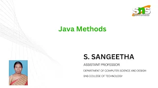 Java Methods Object Oriented Programming SNS Institutions