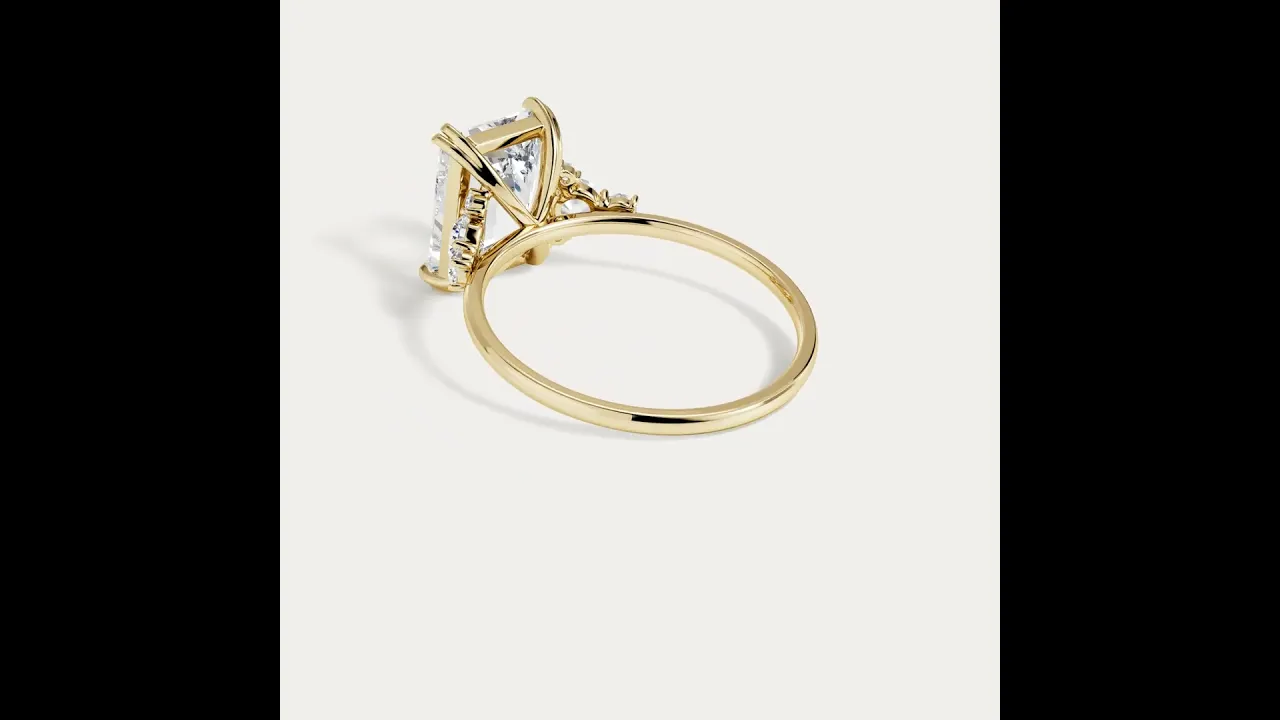 Serene丨3CT Radiant Cut Lab Diamond Side Stone Engagement Ring