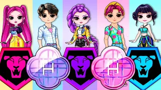 K-Pop Rumi, Mira, Zoey get Saja Boys Dress up and Saja Boys get Huntrix Dress up | Paper Fashion DIY