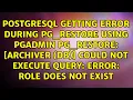 archiver db could not execute query ERROR role does not exist