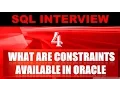 What are Constraints in Oracle - SQL Interview Question