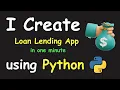 I CREATE LOAN LENDING APP IN 1 MIN USING PYTHON LEARN PYTHON BY BUILDING SIMPLE PROJECTS