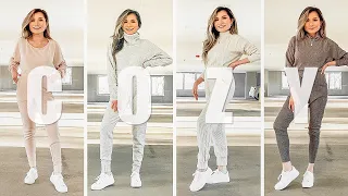 COZY knits FALL LOOKBOOK Comfy Pregnancy Fall Outfit Ideas - no leggings or jeans Miss Louie