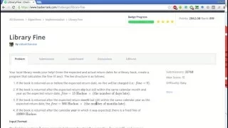 HackerRank Library Fine Solution
