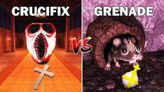 roblox all enemies vs holy hand grenade vs crucifix in doors the content update