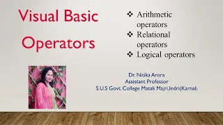 Operators in VB 6 0 Arithmetic operators Logical operators Relational operators
