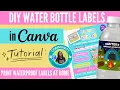 DIY Mini Water Bottle Labels Tutorial Canva Cricut Print Then Cut