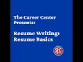 SFC Career Center Presents Resume Writing 101